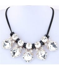Shining Cubic Glass Gems High Fashion Short Rope Costume Necklace - White