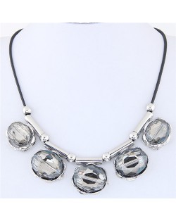 Egg Shape Shining Glass Pendants High Fashion Rope Statement Necklace