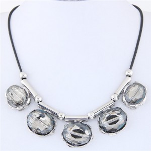 Egg Shape Shining Glass Pendants High Fashion Rope Statement Necklace