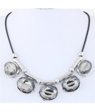 Egg Shape Shining Glass Pendants High Fashion Rope Statement Necklace