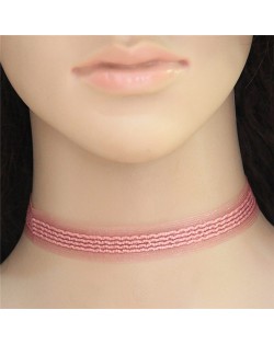 Unique Simple Lace Fashion Choker Necklet - Pink