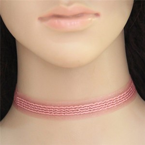 Unique Simple Lace Fashion Choker Necklet - Pink