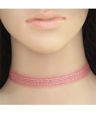 Unique Simple Lace Fashion Choker Necklet - Pink