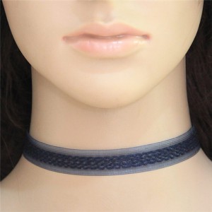 Unique Simple Lace Fashion Choker Necklet - Dark Blue