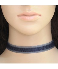 Unique Simple Lace Fashion Choker Necklet - Dark Blue