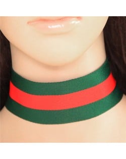 Contrast Colors Strips Fashion Cloth Choker Necklace