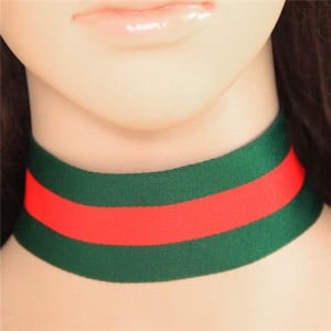 Contrast Colors Strips Fashion Cloth Choker Necklace