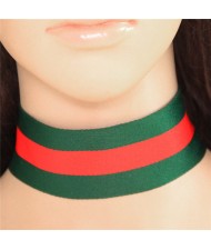 Contrast Colors Strips Fashion Cloth Choker Necklace