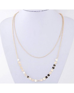 Shining Paillettes Dual Layers Alloy Fashion Statement Necklace