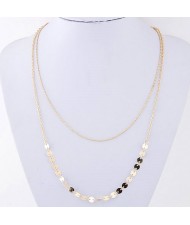 Shining Paillettes Dual Layers Alloy Fashion Statement Necklace
