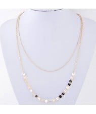 Shining Paillettes Dual Layers Alloy Fashion Statement Necklace