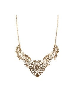 Royal Vintage Hollow Floral and Vine Fashion Alloy Costume Necklace