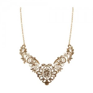 Royal Vintage Hollow Floral and Vine Fashion Alloy Costume Necklace