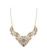 Royal Vintage Hollow Floral and Vine Fashion Alloy Costume Necklace