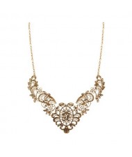 Royal Vintage Hollow Floral and Vine Fashion Alloy Costume Necklace