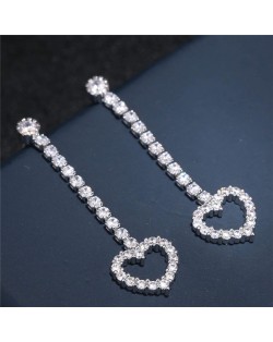 Shining Cubic Zirconia Cute Heart Dangling Fashion Earrings