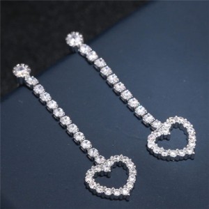 Shining Cubic Zirconia Cute Heart Dangling Fashion Earrings