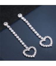 Shining Cubic Zirconia Cute Heart Dangling Fashion Earrings