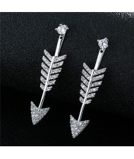 Cubic Zirconia Embellished Arrow Design Fashion Stud Earrings