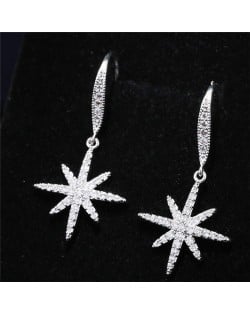 Cubic Zirconia Embellished Dazzling Flower Fashion Stud Earrings