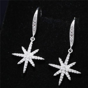 Cubic Zirconia Embellished Dazzling Flower Fashion Stud Earrings
