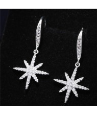 Cubic Zirconia Embellished Dazzling Flower Fashion Stud Earrings