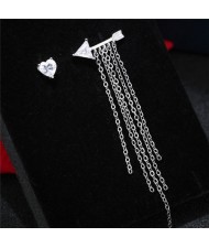Arrow Through the Heart Asymmetric Design Tassel Fashion Stud Earrings