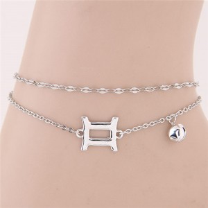 Twelve Constellations Series Sweet Style Women Fashion Anklets - Gemini