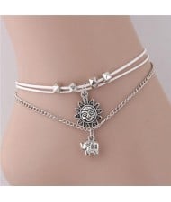 Vintage Sun and Elephant Pendant Sweet Style Women Fashion Anklets