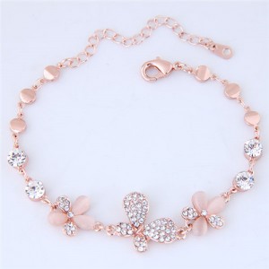 Rhinestone Stereo Flowers Fashion Bracelet