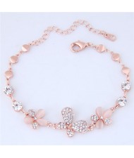Rhinestone Stereo Flowers Fashion Bracelet