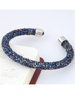 Shining Rhinestone Dust Inlaid Open-end High Fashion Bracelet - Gray