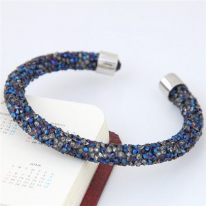 Shining Rhinestone Dust Inlaid Open-end High Fashion Bracelet - Gray