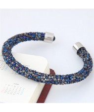 Shining Rhinestone Dust Inlaid Open-end High Fashion Bracelet - Gray