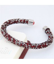 Shining Rhinestone Dust Inlaid Open-end High Fashion Bracelet - Red