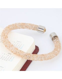 Shining Rhinestone Dust Inlaid Open-end High Fashion Bracelet - Light Yellow