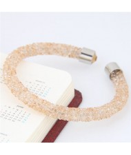 Shining Rhinestone Dust Inlaid Open-end High Fashion Bracelet - Light Yellow