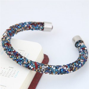Shining Rhinestone Dust Inlaid Open-end High Fashion Bracelet - Multicolor