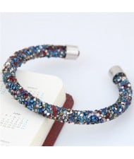 Shining Rhinestone Dust Inlaid Open-end High Fashion Bracelet - Multicolor