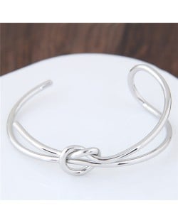 Artistic Bowknot Handmade Alloy Fashion Bangle - Silver