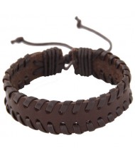Handmade Rope Weaving Fashion Leather Bracelet - Coffee