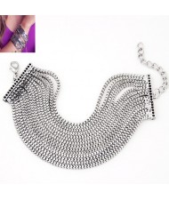 Street High Fashion Shining Alloy Joints Wide Style Bracelet - Silver