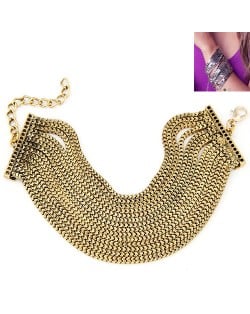 Street High Fashion Shining Alloy Joints Wide Style Bracelet - Golden