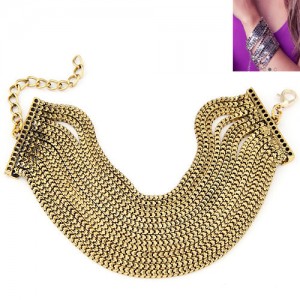 Street High Fashion Shining Alloy Joints Wide Style Bracelet - Golden
