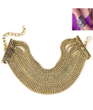 Street High Fashion Shining Alloy Joints Wide Style Bracelet - Golden