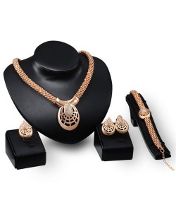 Cobweb Inspired Chunky Fashion Gold Plated 4pcs Jewelry Set