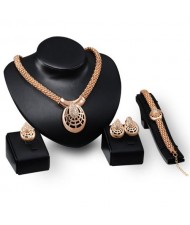 Cobweb Inspired Chunky Fashion Gold Plated 4pcs Jewelry Set