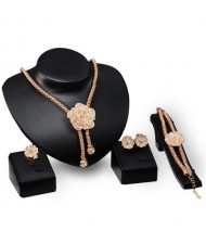 Elegant Flower Theme Wedding Party 4pcs Golden Jewelry Set