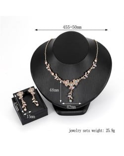 Rhinestone Decorated Angel Tear Design 4pcs Golden Fashion Jewelry Set