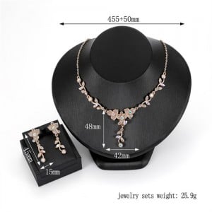 Rhinestone Decorated Angel Tear Design 4pcs Golden Fashion Jewelry Set